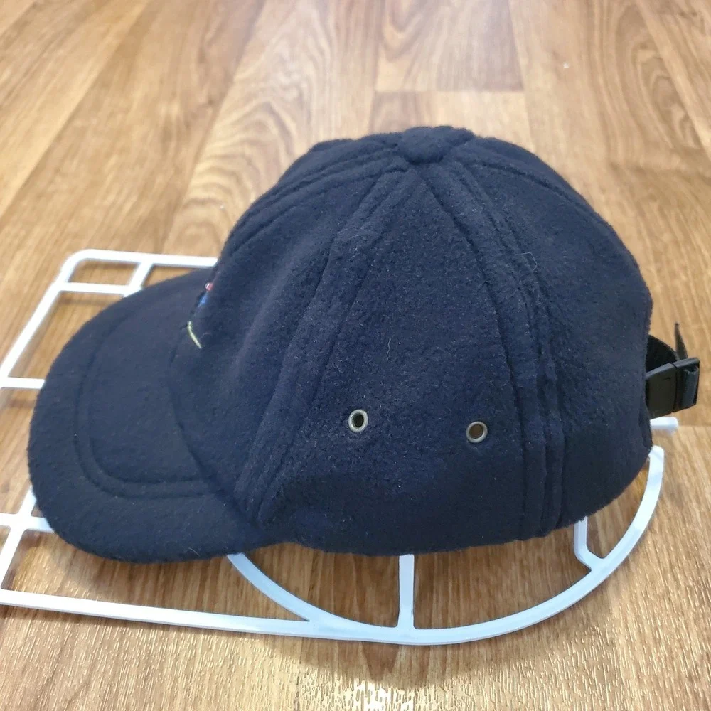 Vtg 90s Ski Hat Kids Strapback Black Fleece Talbots Outdoor Snow Rare‎